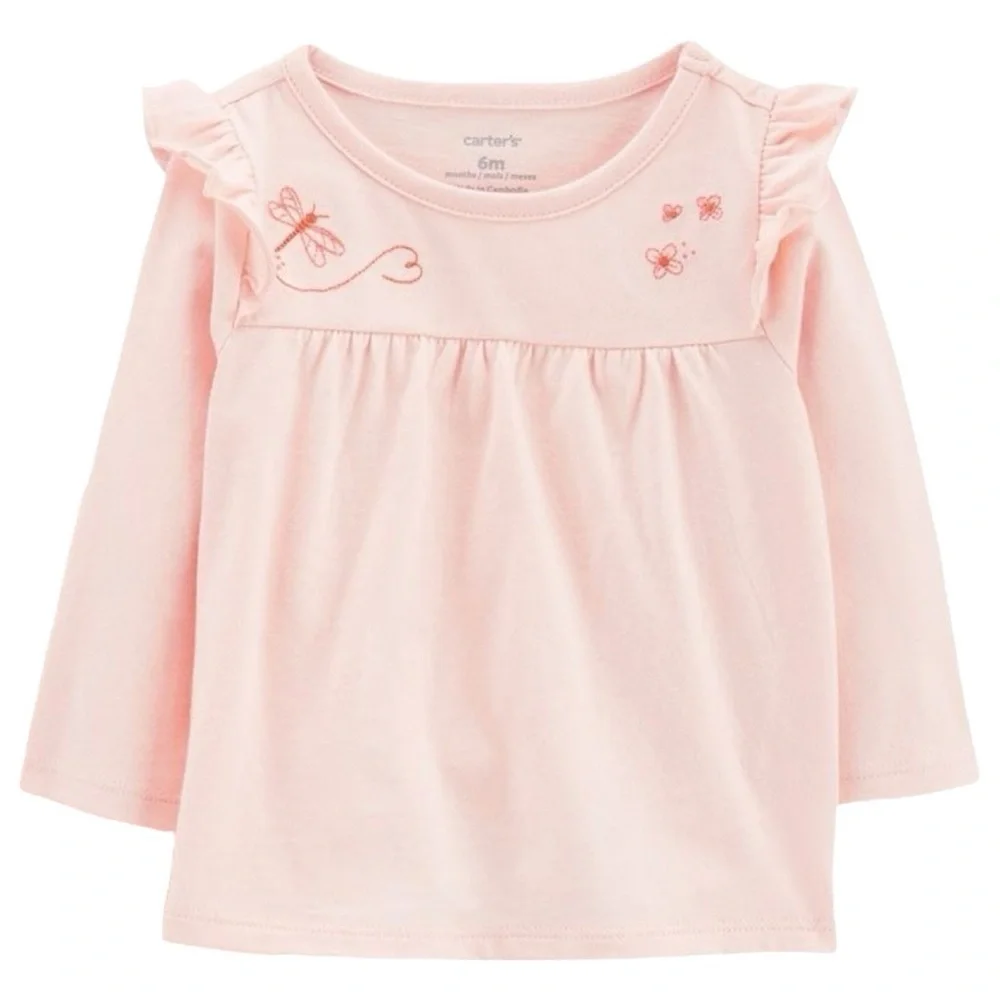 Long Sleeve Pink Dragonfly Top